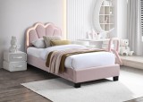 Pat tapitat Comfort 2 cu LED , 90x200, cadru din lemn cu somiera fixa, culoare Roz