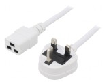 Cablu de Alimentare 5m Alb 13A IEC C19 - BS 1363