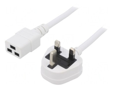 Cablu de Alimentare 5m Alb 13A IEC C19 - BS 1363 foto
