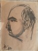 Mihu Vulcănescu 1960 Profil de bărbat desen &icirc;n cărbune, Portrete, Carbune, Realism