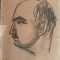 Mihu Vulcănescu 1960 Profil de bărbat desen &icirc;n cărbune