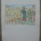 Iisus Hristos predicand// gravura colorata, pointe seche