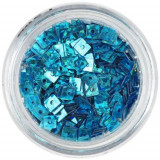 Confetti hologramă, cu gaură - pătrate albastru turcoaz, INGINAILS