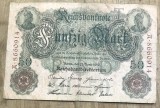 BNKSTR03DE Bancnotă Veche Germania 50 Mark 1910 (Reichsbanknote), Perioada Imperială, Medalioane Portret, Colecție / Numismatică