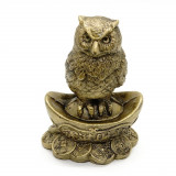 Statueta feng shui bufnita cu pepita si monede chinezesti 9cm, Stonemania Bijou