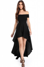 D544-1 Rochie cu umerii goi, de party, model asimetric foto