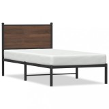 Gossi cadru pat metalic cu tablie, stejar maro, 80x200 cm