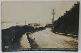 RUSCIUC , BULGARIA , TREN DE MARFA PE MALUL DUNARII , FOTOGRAFIE FORMAT CARTE POSTALA , 1929