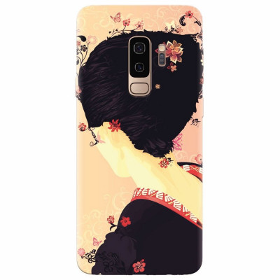 Husa silicon pentru Samsung S9 Plus, Japanese Geisha Illustration Cherry Blossom foto
