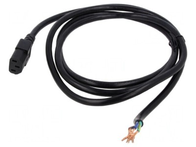 Cablu Alimentare 3x18AWG IEC C13 2m Negru 10A 125V foto