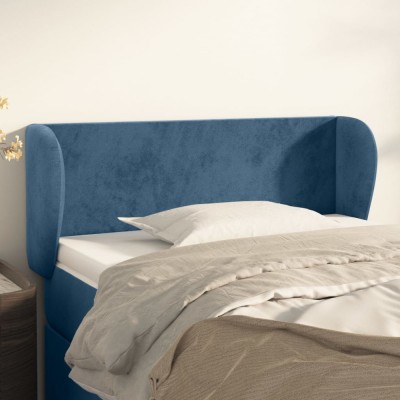 vidaXL Tăblie pat cu aripioare albastru &amp;icirc;nchis 83x23x78/88 cm catifea 3116898 foto