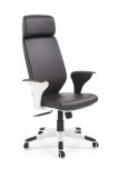 Scaun de birou ergonomic, tapitat cu piele ecologica Lonatti Negru / Alb, l75xA64xH117-126 cm