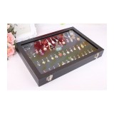 Cumpara ieftin Cutie Prezentare Pandantive/Cercei, 56 Locuri, 35x24x5 cm, Geam Plexiglas, Interior Catifea Neagra, Negru