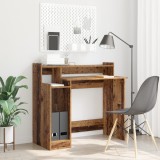 vidaXL Birou with Desk Lamps cu raft cu depozitare Lemn vechi 97 x 45 x 90 cm Lemn compozit