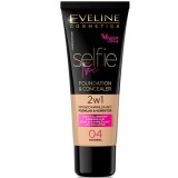 Fond de ten &amp; corector Selfie Time 04 Natural, 30ml, Eveline Cosmetics