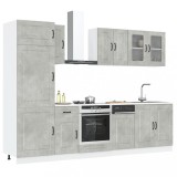 Set dulapuri de bucătărie 8 piese &bdquo;Kalmar&rdquo; gri beton Lemn