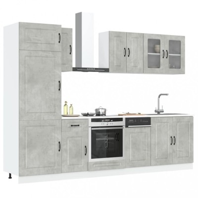vidaXL Set dulapuri de bucătărie 8 piese &amp;bdquo;Kalmar&amp;rdquo; gri beton Lemn 3314795 foto