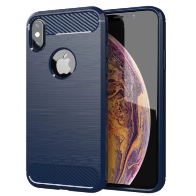 Husa pentru iPhone XS Max - Techsuit Carbon Silicone - Blue foto