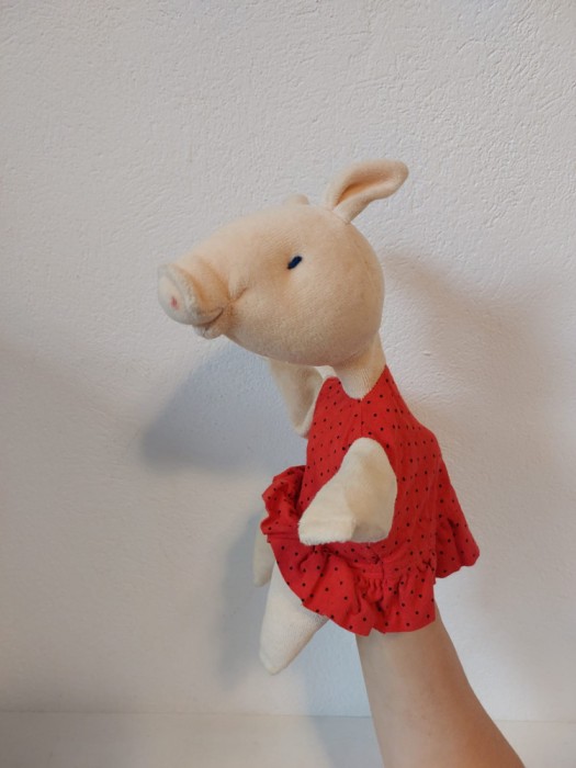 *Marioneta teatru de papusi, papusa manuala (pe mana), porc, purcel