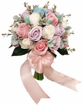 Buchet de Flori EVENTISSIMI - 27 de Trandafiri, Multicolor foto