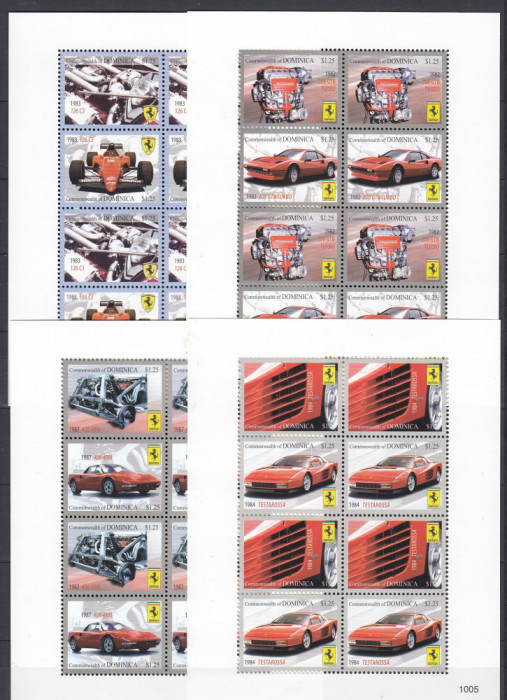 Dominica - Automobile - FERRARI - 4 BL. - MNH