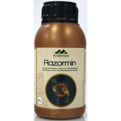 Razormin 0.5 L, biostimulator de inradacinare foliar/irigare, Atlantica, aminoacizi+ Azot+ Fosfor pentru pomi fructiferi, vita de vie, legumicultura, foto