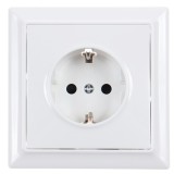 Priza schuko simpla Hoff Soft, incastrata, contact de protectie, 16A, alba