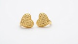 Cumpara ieftin Cercei din Argint 925 Placat cu Aur Inimi cu Textura Diamantata -