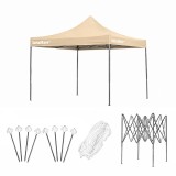 Pavilion gradina pliabil 3x3 m, bej, cadru metalic robust, tesatura Oxford 420D, ideala pentru exterior