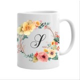 Cana alba personalizata cu litera S, INOVATIX&reg;. 330 ml