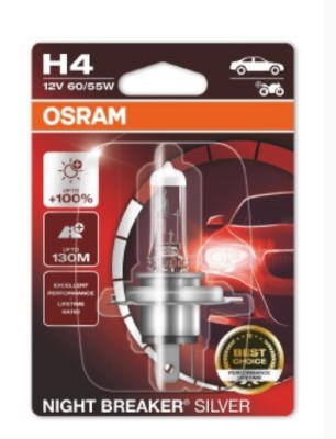 BEC 12V H4 60/55 W NIGHT BREAKER SILVER +100% BLISTER 1 BUC OSRAM foto