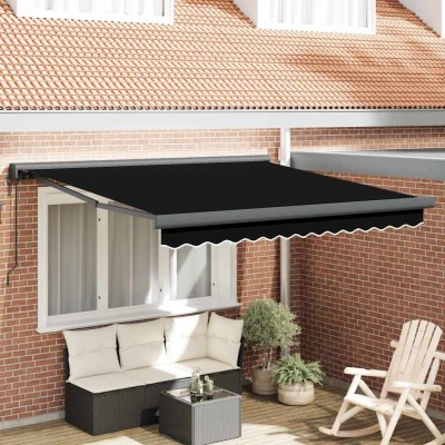 vidaXL Cortina Retractabilă Negru 350 x 250 cm Material textil, Metal 3330336 foto