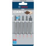 Bosch PRO Hardwood clean curve T101AOF - Set panze fierastrau pendular tija cu un prag de prindere (T) 83 mm panou laminat taiere curba fina 5 bucati