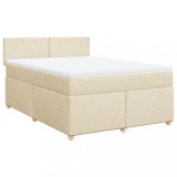 Cumpara ieftin Pat continental cu saltea, crem, 140x200 cm, material textil