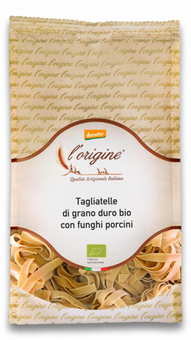 Paste tagliatelle BIO demeter din grau dur si ciuperci porcini L&#039;origine