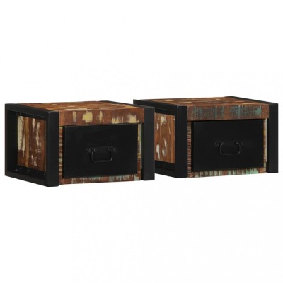 vidaXL Noptiere 2 buc multicolore 40x35x25 cm lemn masiv recuperat foto