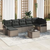 Set de Canapea de Grădină vidaXL cu 7 Piese și Perne Ratan Poliester Negru, Set de Canapea de Grădină vidaXL cu 2 Locuri și Perne Ratan Poliester Gri