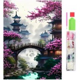 Set de broderie cu diamante 5D, model Japonia, 30x40 cm, accesorii incluse, multicolor