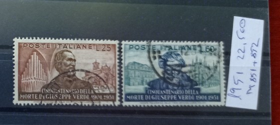 TS21 - Timbre serie Italia 1951 Mi851 852