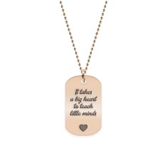 Graduatio - Colier personalizat dog tag educator invatator din argint 925 placat cu aur roz