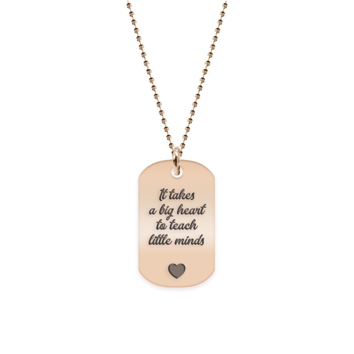 Graduatio - Colier personalizat dog tag educator invatator din argint 925 placat cu aur roz
