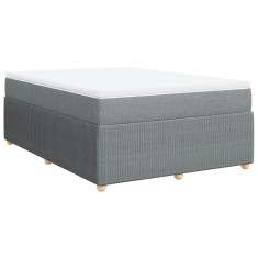 Pat box spring cu saltea, gri deschis, 140x190 cm, textil foto