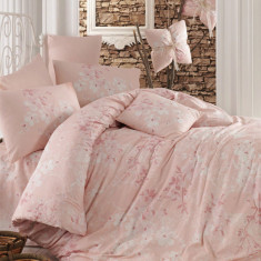 Lenjerie de pat pentru o persoana (FR), Elena - Pink, Pearl Home, Bumbac Ranforce