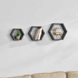 [en.casa]&reg; Set Design Retro Style, 3 rafturi perete Modell 20, en.casa, MDF, gri mat lacuit HausGarden Leisure
