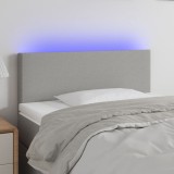 Cumpara ieftin Tăblie de pat cu LED, gri deschis, 100x5x78/88 cm, textil