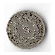 Moneda 1/8 Guilder 1832 - Demerara & Essequibo, 0,97 g argint 0,817, tiraj:98000