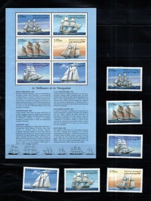 Djibouti 2000 Ships set + perf sheet Mi.763-68+KLB MNH DE.216 foto