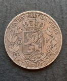 Moneda 5 Francs Belgia 1870 Argint KM#24, 25g, 37mm