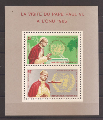 Togo 1966 - Vizita Papei Paul al VI-lea la O.N.U. &amp;icirc;n 1965, PA, MNH foto