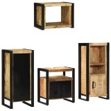 Cumpara ieftin Set de mobilier pentru baie 4 buc. Maro si negru